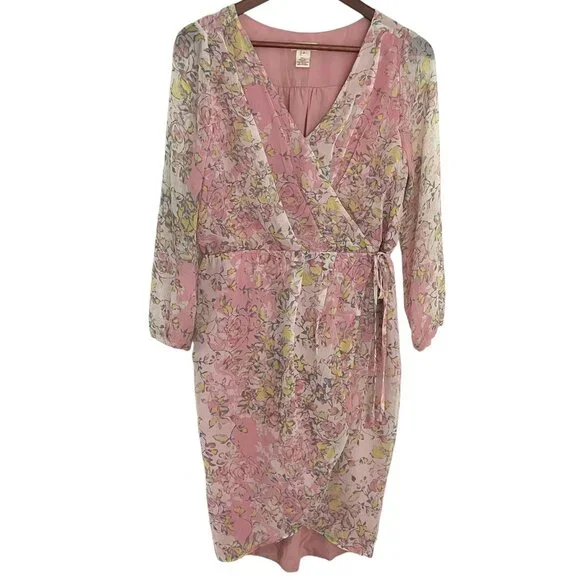 Sundance | Dresses | Sundance Catalog River Walk Sheath Dress Size 2 Pink  Floral 0 Silk Faux Wrap | Poshmark
